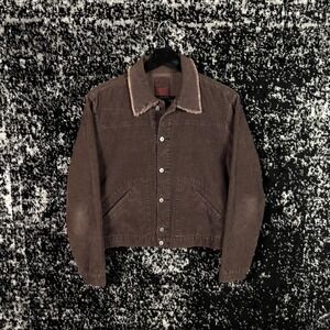 Marithe Francois Girbaud Brown Corduroy Jacket Y2K Frayed Collar Womens M